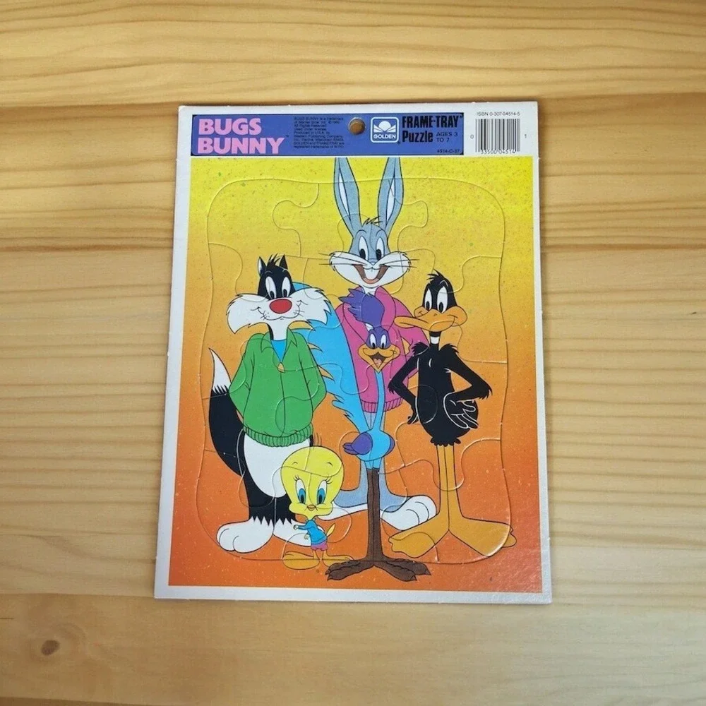 Vintage 1992 Batman Returns And Bugs Bunny And Friends Golden Frame Tray Puzzles